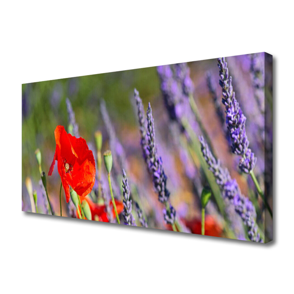 Canvas print Flowers floral red purple green