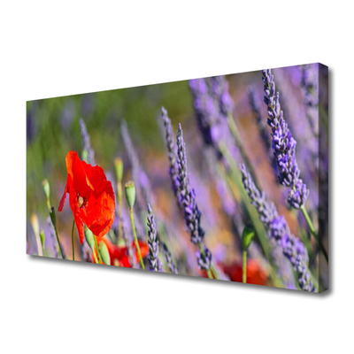 Canvas print Flowers floral red purple green