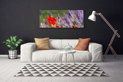 Canvas print Flowers floral red purple green