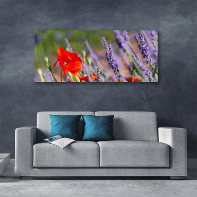 Canvas print Flowers floral red purple green