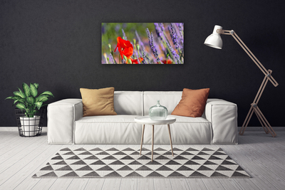 Canvas print Flowers floral red purple green