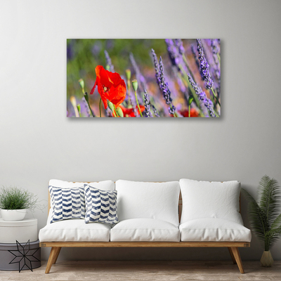 Canvas print Flowers floral red purple green