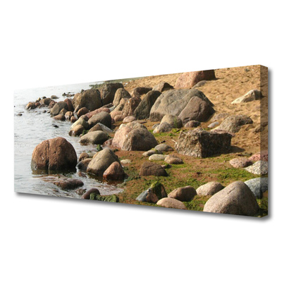 Canvas print Stones sea landscape grey brown blue