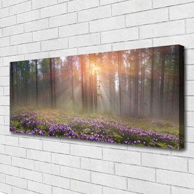 Canvas print Forest flowers nature pink green brown