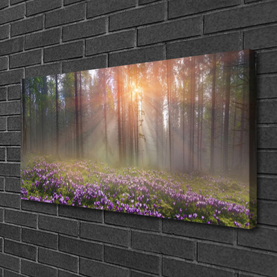 Canvas print Forest flowers nature pink green brown