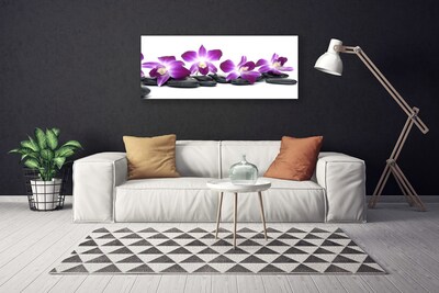 Canvas print Flower stones art pink white grey