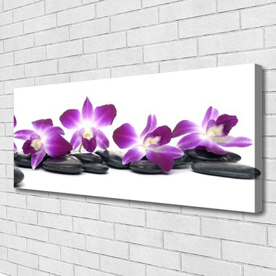 Canvas print Flower stones art pink white grey