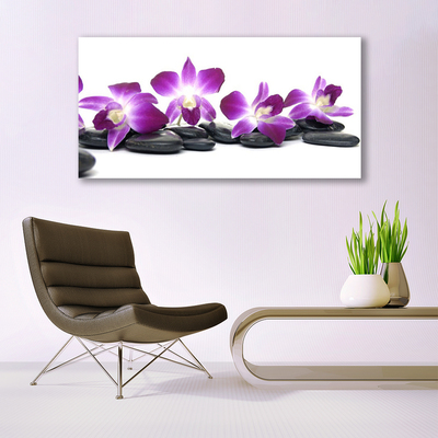 Canvas print Flower stones art pink white grey