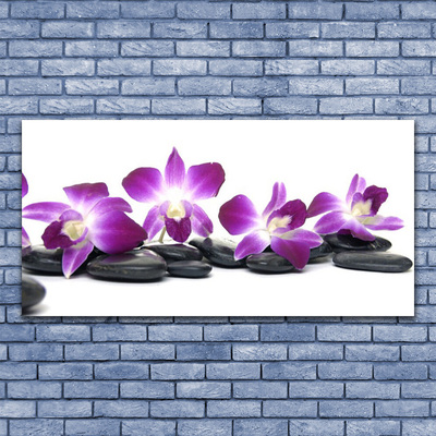 Canvas print Flower stones art pink white grey