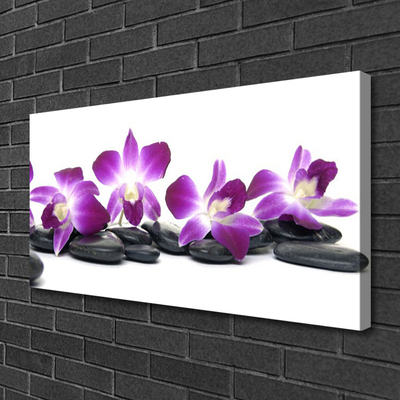 Canvas print Flower stones art pink white grey