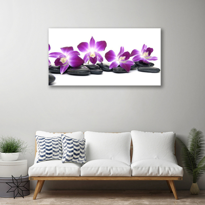 Canvas print Flower stones art pink white grey