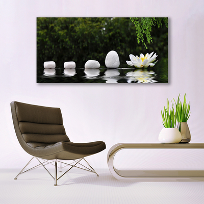 Canvas print Stones flower art white green