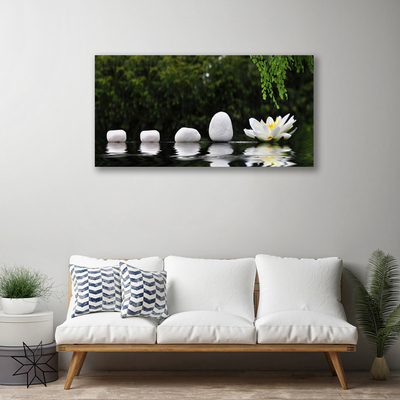 Canvas print Stones flower art white green