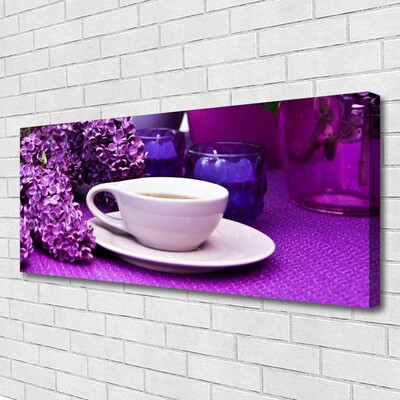 Canvas print Cup flowers floral white pink purple