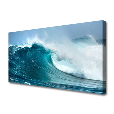 Canvas print Wave landscape blue white