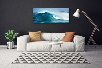 Canvas print Wave landscape blue white