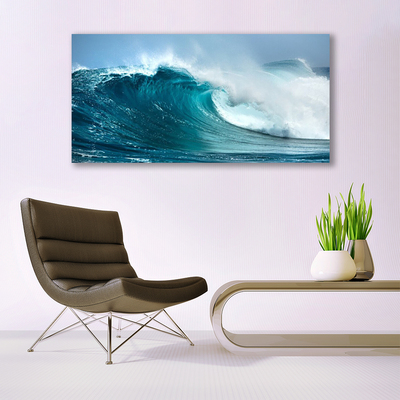 Canvas print Wave landscape blue white