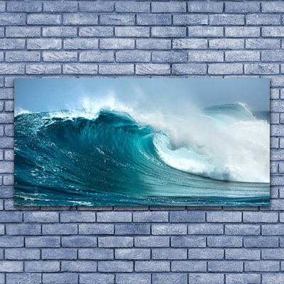 Canvas print Wave landscape blue white