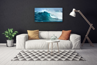 Canvas print Wave landscape blue white