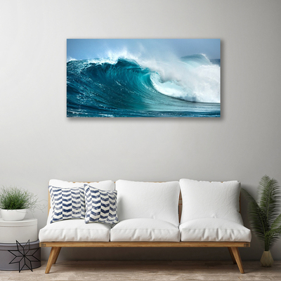 Canvas print Wave landscape blue white