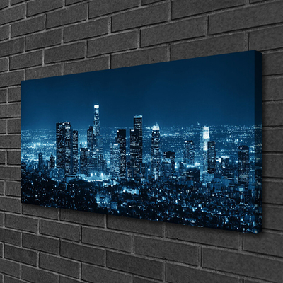 Canvas print City houses blue black