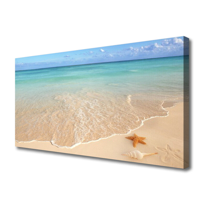 Canvas print Sea beach starfish landscape blue brown