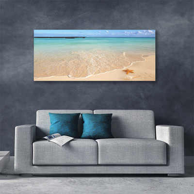 Canvas print Sea beach starfish landscape blue brown