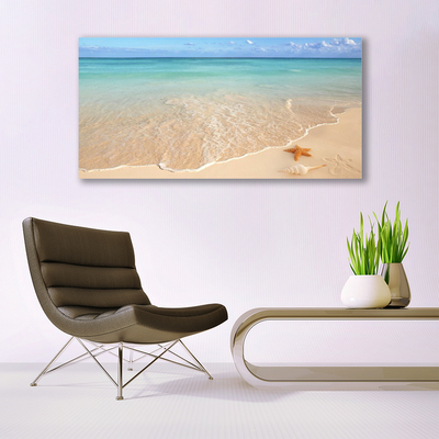 Canvas print Sea beach starfish landscape blue brown