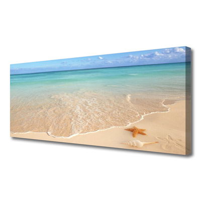 Canvas print Sea beach starfish landscape blue brown