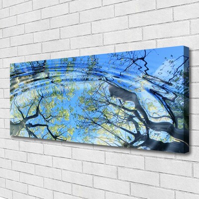 Canvas print Water trees art blue brown