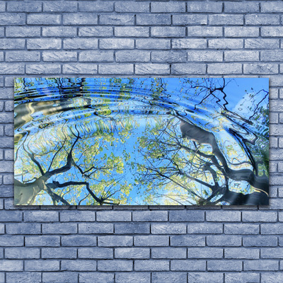 Canvas print Water trees art blue brown