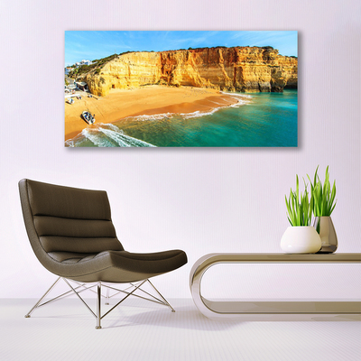 Canvas print Bay landscape brown blue yellow