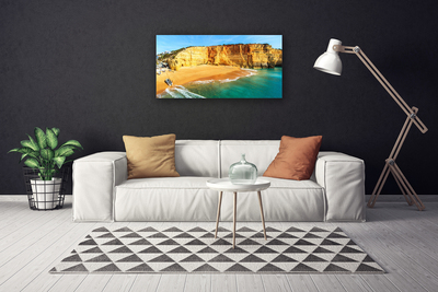 Canvas print Bay landscape brown blue yellow