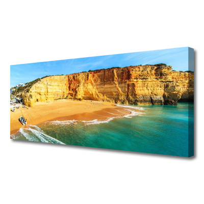 Canvas print Bay landscape brown blue yellow