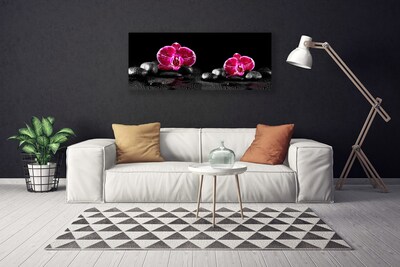 Canvas print Flower stones floral black red