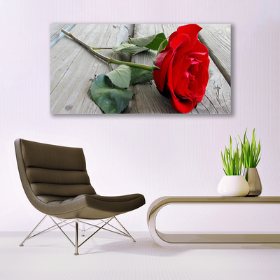 Canvas print Rose floral red green