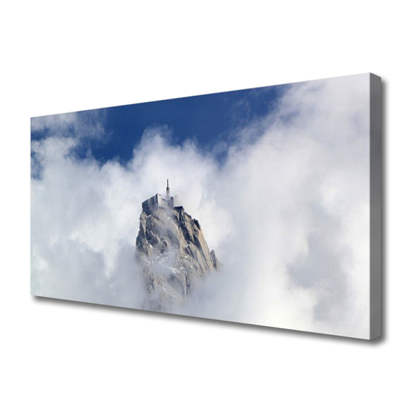 Canvas print Mountain clouds landscape white grey blue