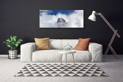 Canvas print Mountain clouds landscape white grey blue