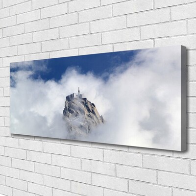 Canvas print Mountain clouds landscape white grey blue