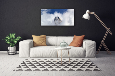 Canvas print Mountain clouds landscape white grey blue