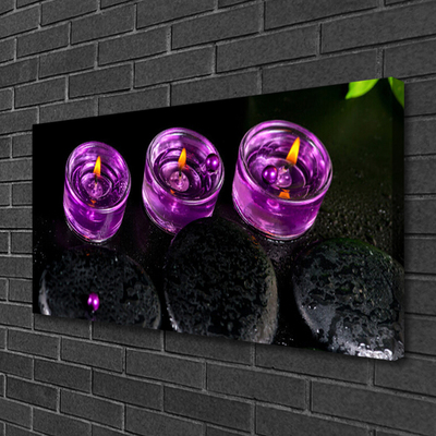 Canvas print Candle stones art pink black