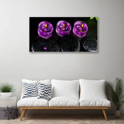 Canvas print Candle stones art pink black