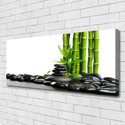 Canvas print Bamboo stones art green black