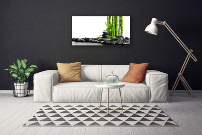 Canvas print Bamboo stones art green black