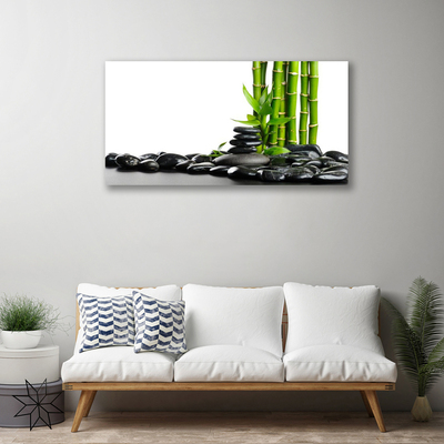 Canvas print Bamboo stones art green black