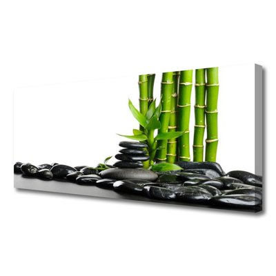 Canvas print Bamboo stones art green black