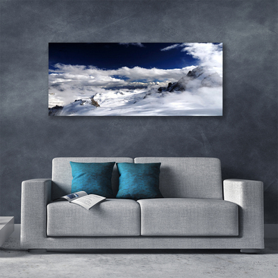 Canvas print Mountain clouds landscape grey white purple