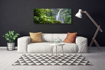 Canvas print Waterfall nature green white grey