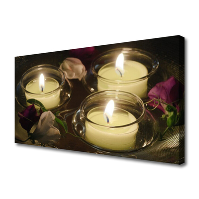 Canvas print Candles art grey green