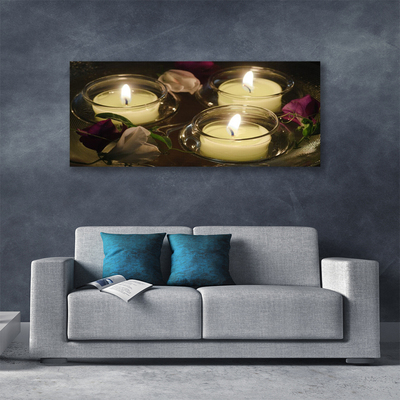 Canvas print Candles art grey green